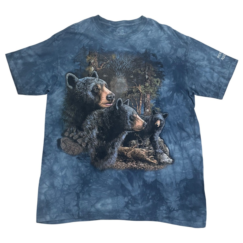 The Mountain Mens XL Blue Tie Dye Find 13 Bears Graphic T-Shirt G Gardner Cotton